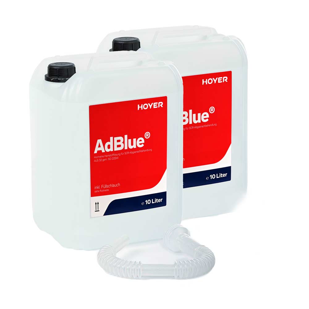 AdBlue 2 x 10 Liter Kanister von Hoyer mit Ausgießer für Audi, VW, Mercedes